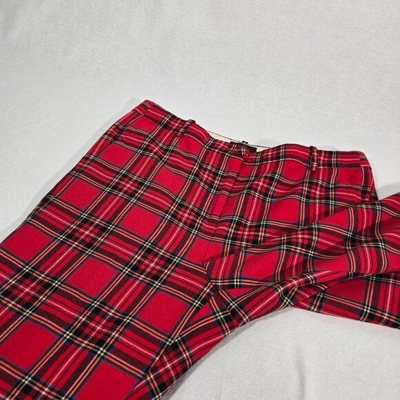 J.CREW CAMERON Academia Red Stewart Tartan Wool Hi-Rise Crop Pant Women Size 12. - Picture 8 of 17